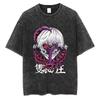2026 New Summer Oversized Tokyo Ghoul Washed T-Shirt, Vintage Distressed Anime Streetwear, Graphic Top for Men Women