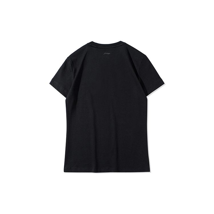 Seria de Modă Sportivă Li Ning Imprimeu Logo Tricou Sport cu Mânecă Scurtă Reflectorizant Femei Topuri Negru AHSR964-2