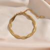 Women French Vintage Jewelry Titanium Steel Choker Necklaces Bracelets 18K Gold Plated Braided Twisted Snake Chain