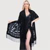 Nouveau Style National Élégant Châle Cheongsam en Velours Écharpe Polyvalente à Longes Franges Châle Chaud pour Climatisation