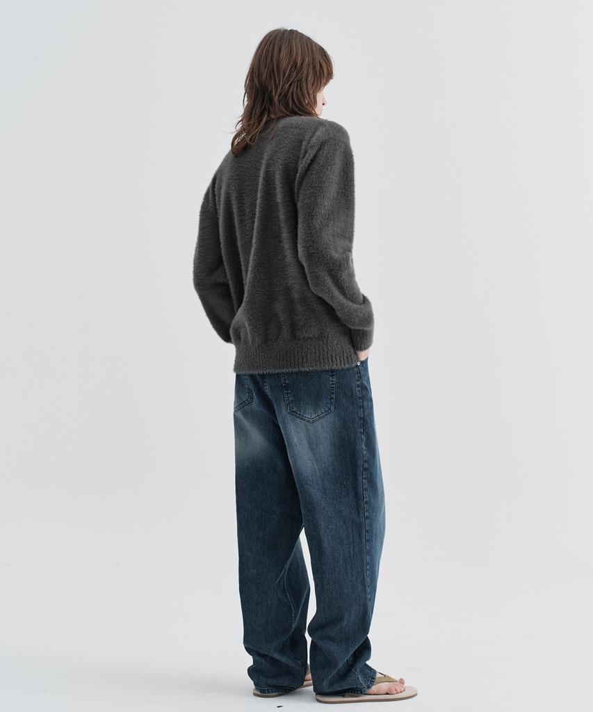 EZIO Fluffy Angora Round Knit_Charcoal