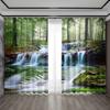 2PC Home Decoration Curtains Waterfall Beach Scenery Modern Printed Curtain With Pole Bag Kitchen Coffee Shop Living Room