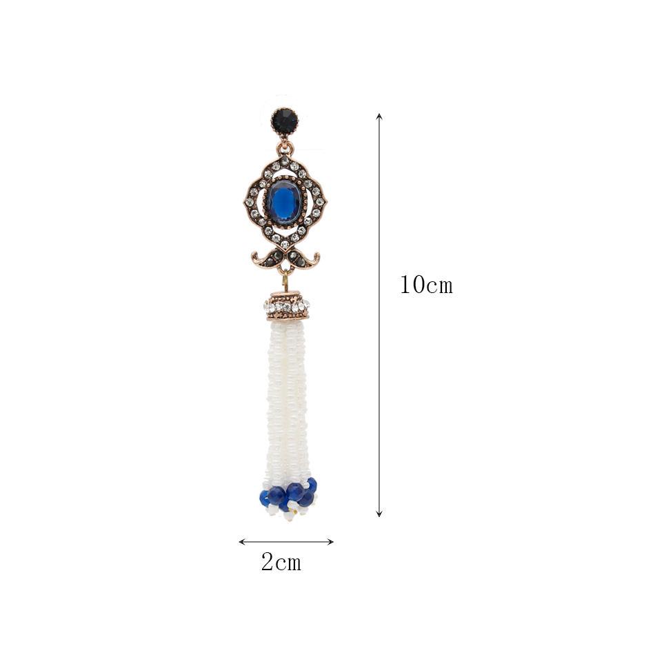 Elegante antike goldfarbene Damen-Perlenschmuck-Sets, lange Perlenohrringe, Harzkette, Brautbijoux