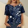 Damenmode, lässig, kurzärmelig, bedruckt, Rundhalspullover, Top-Bluse
