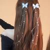 Hairpin Soft Organza Butterflies Ribbon Bow Beaded Tassel Decor Hair Clip Smooth Edges No Scratch Hair Pin Hair Accessories