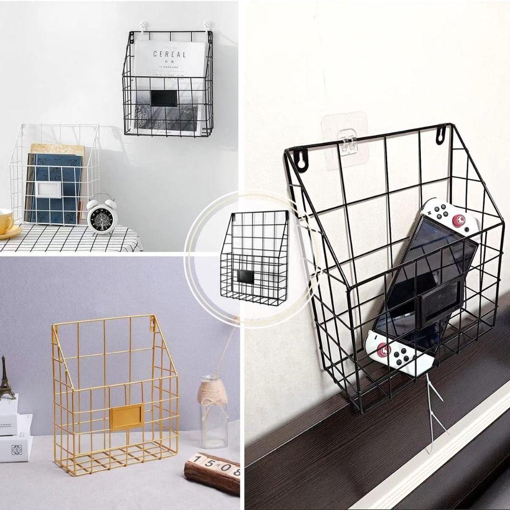 Wall Mounted Mail Organizer Metal Mesh Wire Basket Economic Foyer Storage Shelf Office