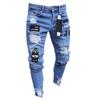 European and American Men's Ripped Badge Skinny Jeans