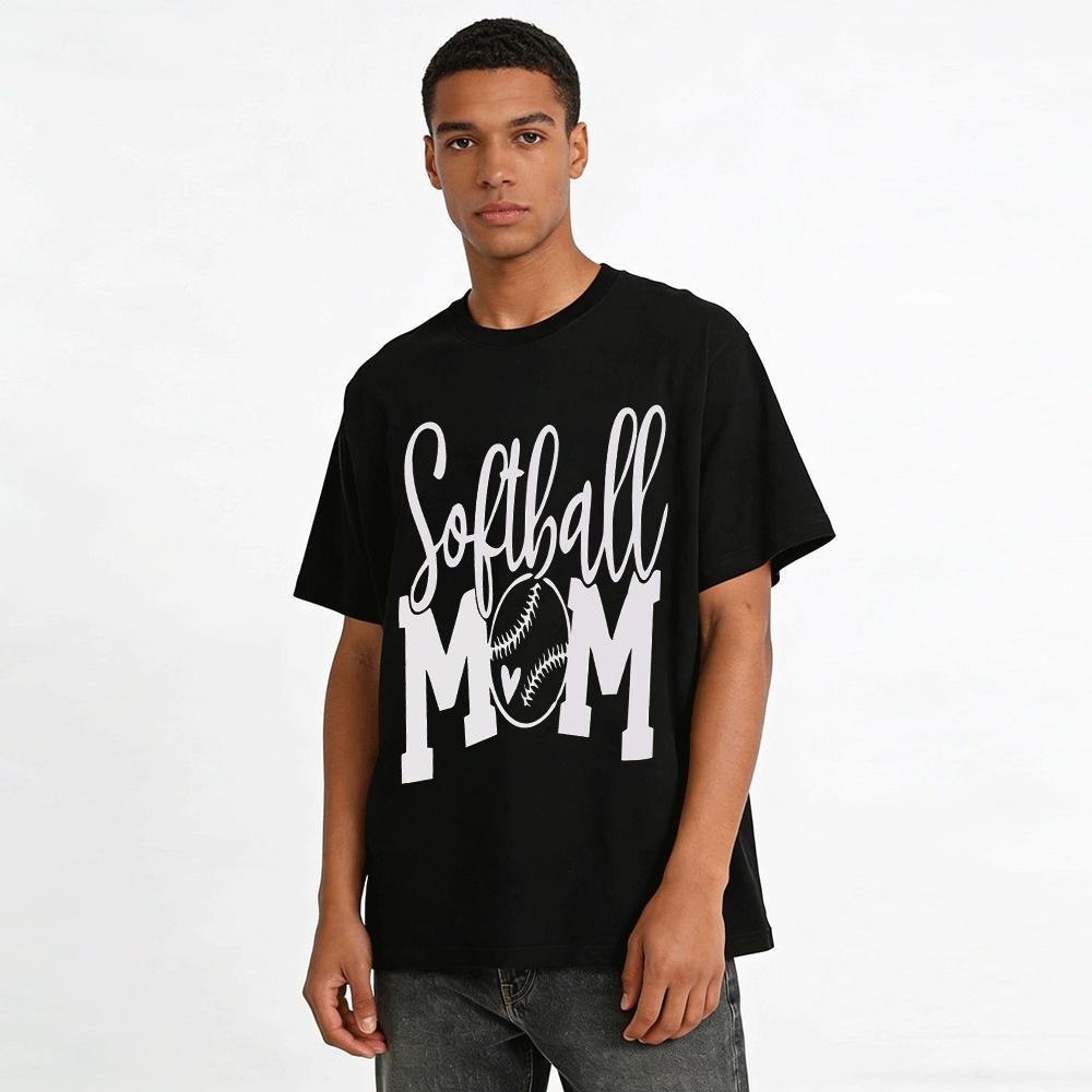 Softball Mom Letter Print Casual Tee Sports Mom Game Day Top Pure cotton T-shirt