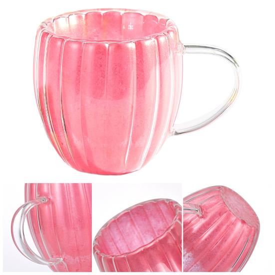 Cană din sticlă cu perete dublu și mâner Rezistentă la căldură și frig 200ml Cana drăguță în formă de dovleac pentru Cafea Ceai Lapte Decor Acasă Birou