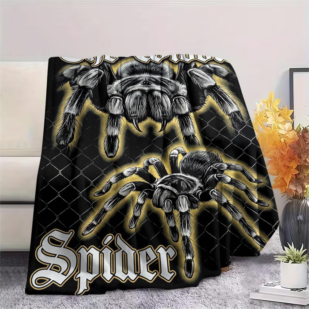 Split Mirror Lion Spider Print Flannel Blanket,High Quality Comfortable for All Seasons,Home Decor,Warmth and Comfort,Perfect for Christmas Gifts