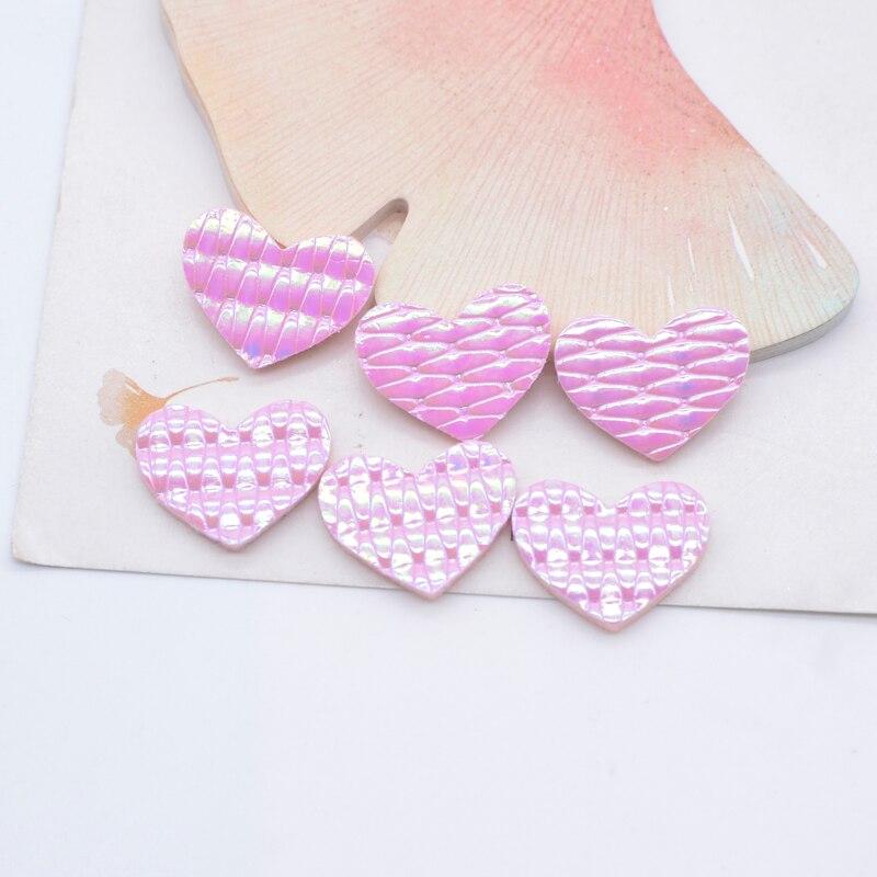 100Pcs 20*15mm PU Heart Applique for Handmade Hat Crafts Clothes Sewing Patches DIY Baby Headwear BB Clips Bow Decor Accessories