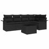 Garten-Sofagarnitur mit Kissen 6-teilig Schwarzes Poly-Rattan