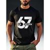 Men's Distressed Print Vintage Number 67 Tee - Casual Streetwear Short Sleeve T-Shirt, Round Neck Summer Top for Summer Casual Wear & Everyday Outfits