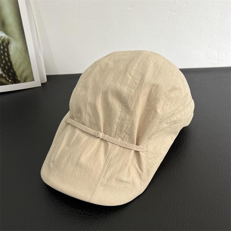 Korean Nylon Quick Dry Front Tie Ascot Cap Women Old Money Vintage Beret Casual UV Protection Sun Visor Hat Spring Summer