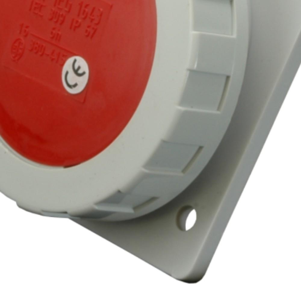 Industrial Red Angled Panel Power Socket 32A 5P 400V Ip67