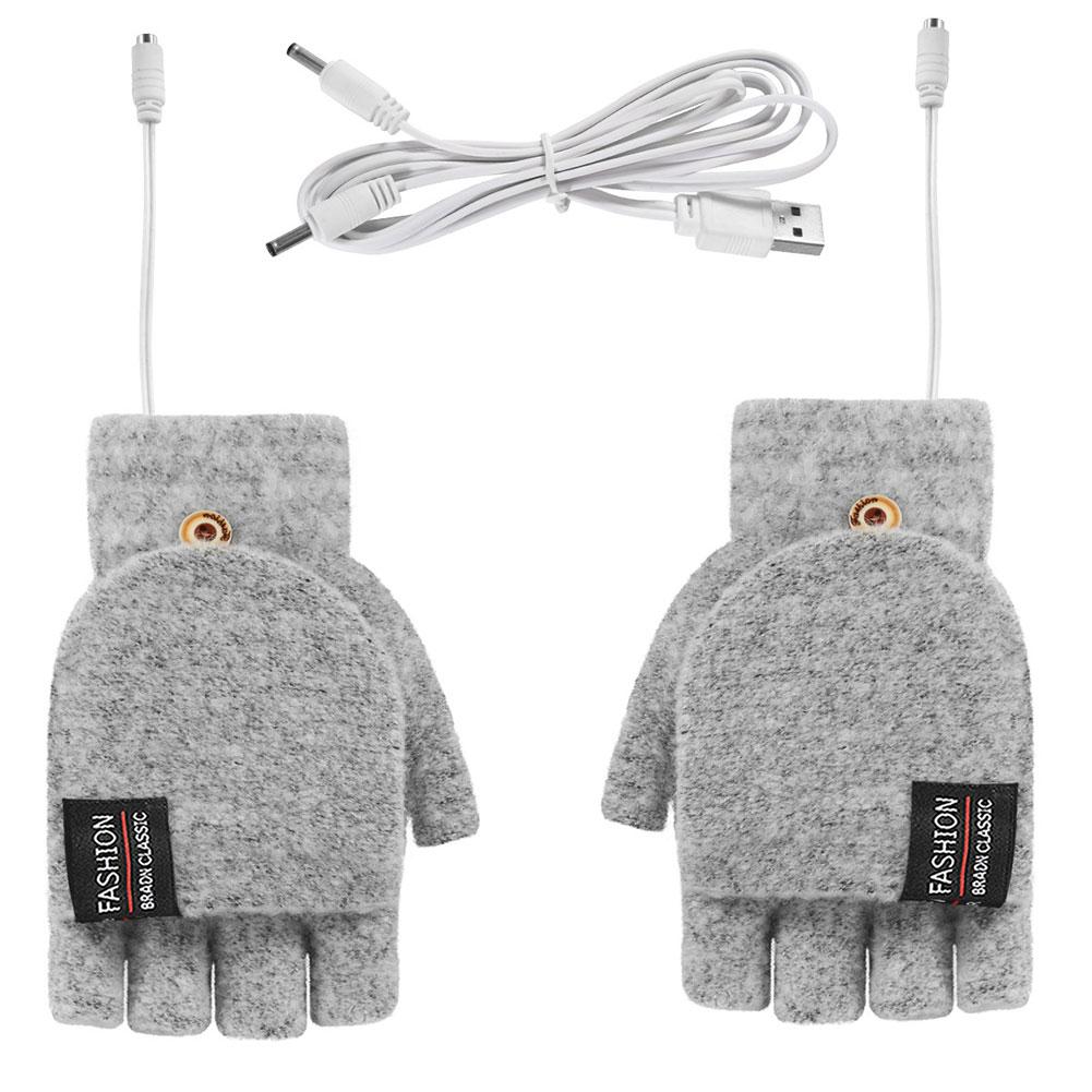 USB Elektrisch Beheizte Handschuhe Einstellbare Temperatur Wiederaufladbare Fäustlinge Waschbare Fingerlose Handwärmer Touchscreen Winterwärmer