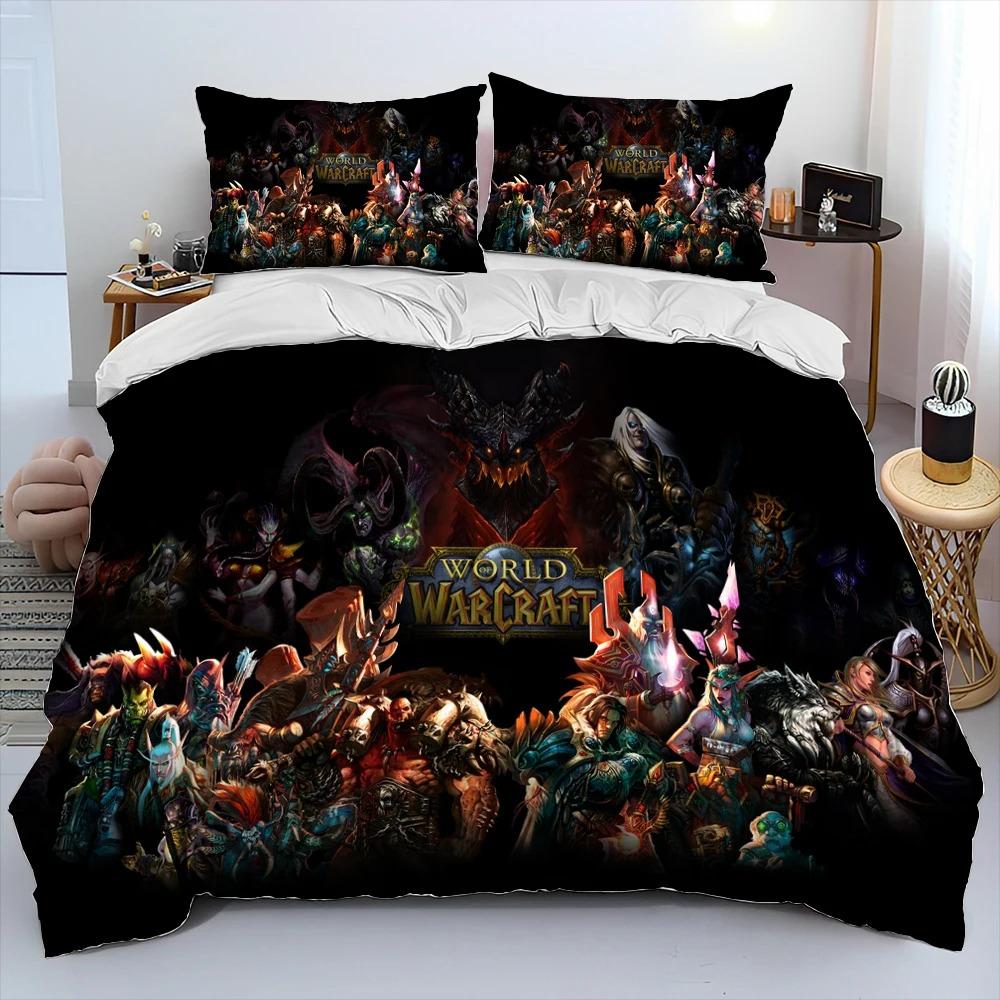 World of Warcraft, WOW, Set de așternuturi cu cuvertură pentru jocuri, Set de așternuturi cu husă de plapumă, Față de pernă, Set de așternuturi mărime King Queen