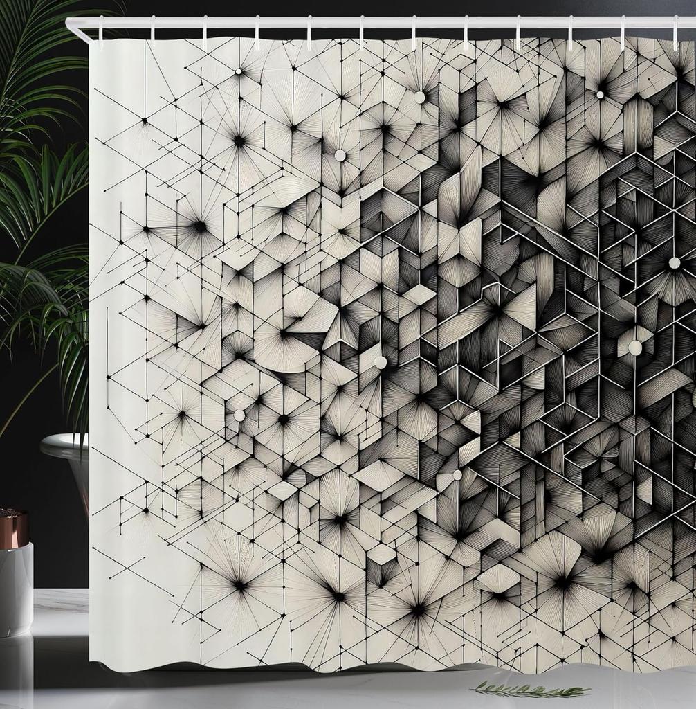 Black And White Shower Curtain Misty Tall Trees Woodland Natural Landscape Fabric Bathroom Decoration Shower Curtain With Hook