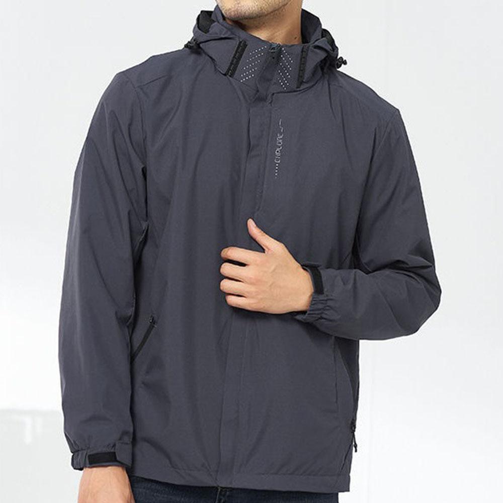 Men's Waterproof Windproof Jacket with Hood Lightweight Outdoor Raincoat for Hiking Climbing