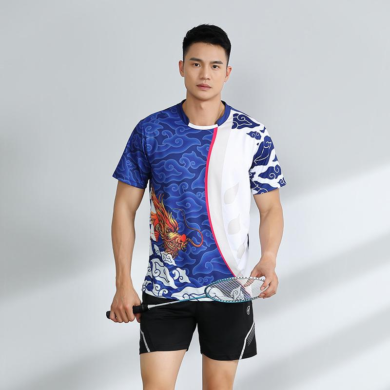 Badminton Outfit Set Dragon Print Men Women Summer Breathable Quick Dry Training Volleyball Sportswear