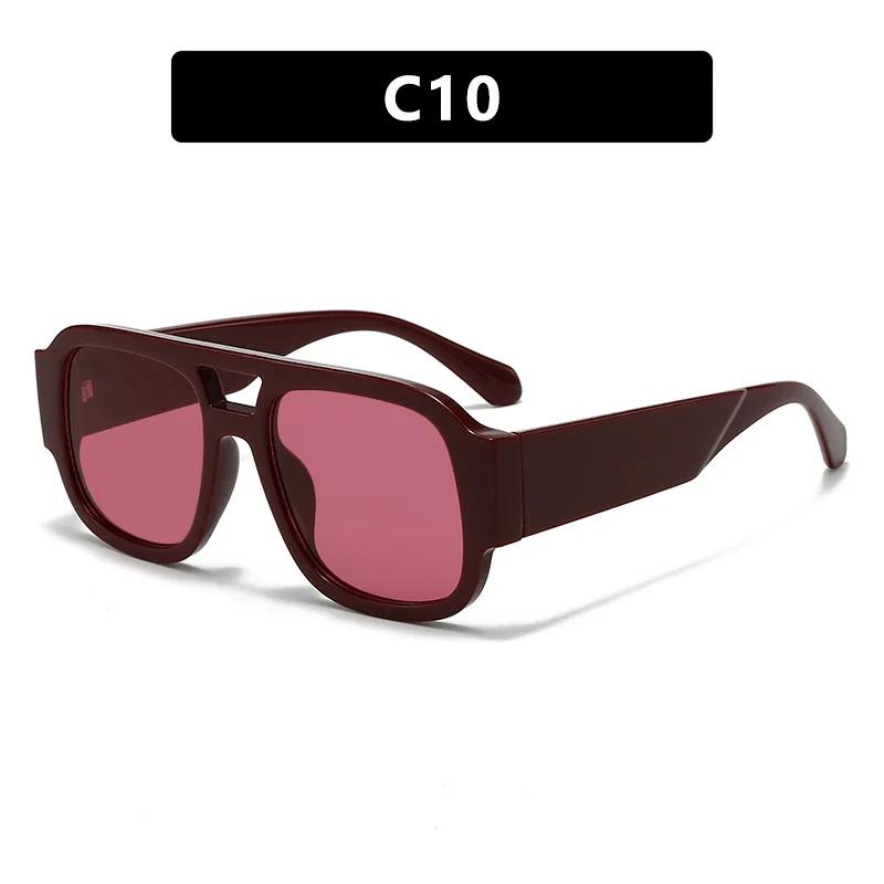 Fashion Men Double Bridges Square Sunglasses Women Candy Color Retro Wide Legs Men Glasses Shades UV400 Oculos De Sol