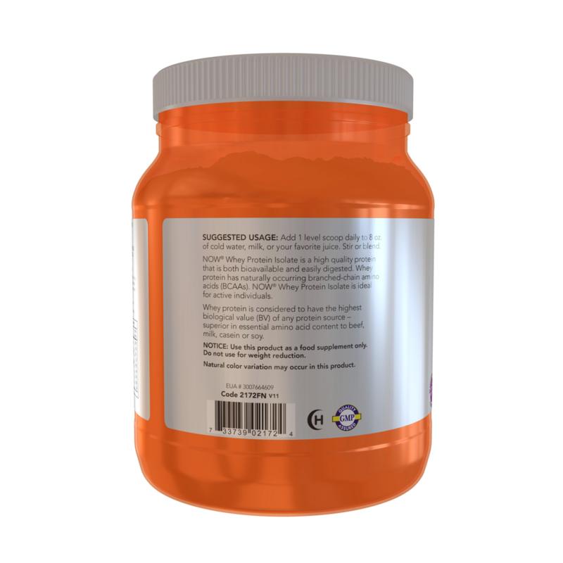 Now Foods Whey Protein Isolate Pulver Supplement ohne Geschmack, 544 g, 1 Einheit