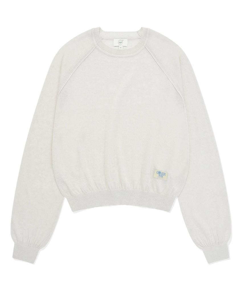 COVERNAT WOMAN Sheer Round Neck Knit Light Gray