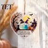 Decorative Leaves for Fall Parties Friendship Halloween Glass Ornament, Acrylic Heart Hanging Decor with Witch Transparent Keepsakes Cat Pumpkin,