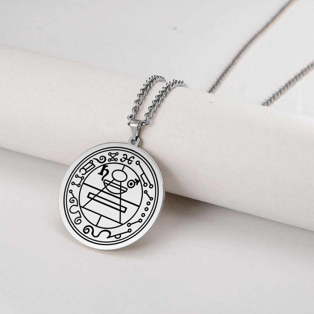 Solomon Lucky Circle Pendant Irregular Geometric Symmetrical Pattern Amulet Necklace