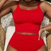 Plus Size Two Piece Swimsuit For Women, Sexy High Waisted Ruched Tankini Bathing Suit