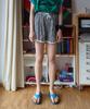 Nokeontencheu 197. Striped Lace Shorts _ Navy