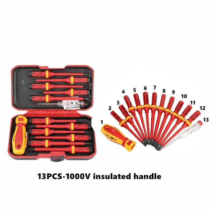 Elektriker Reparaturwerkzeug Set Wechselbare Isolierte Schraubendreher Set Magnetische Schlitzbits Reparaturwerkzeug Elektriker Werkzeug