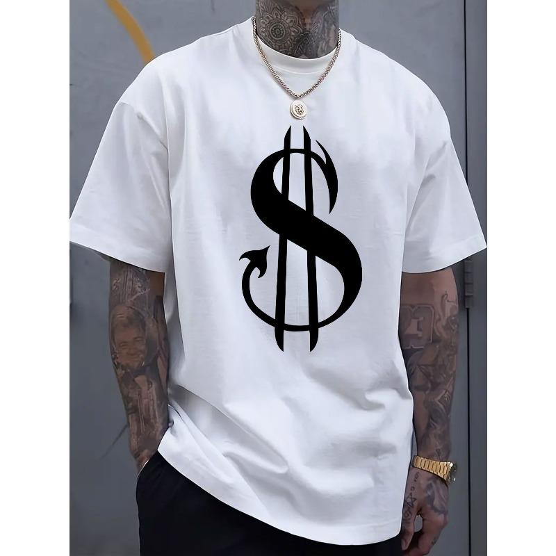 European Sizes Pattern Printed Men's Round Neck Short Sleeved T-shirt,  Comfortable and Breathable Casual Sports Top Suitable