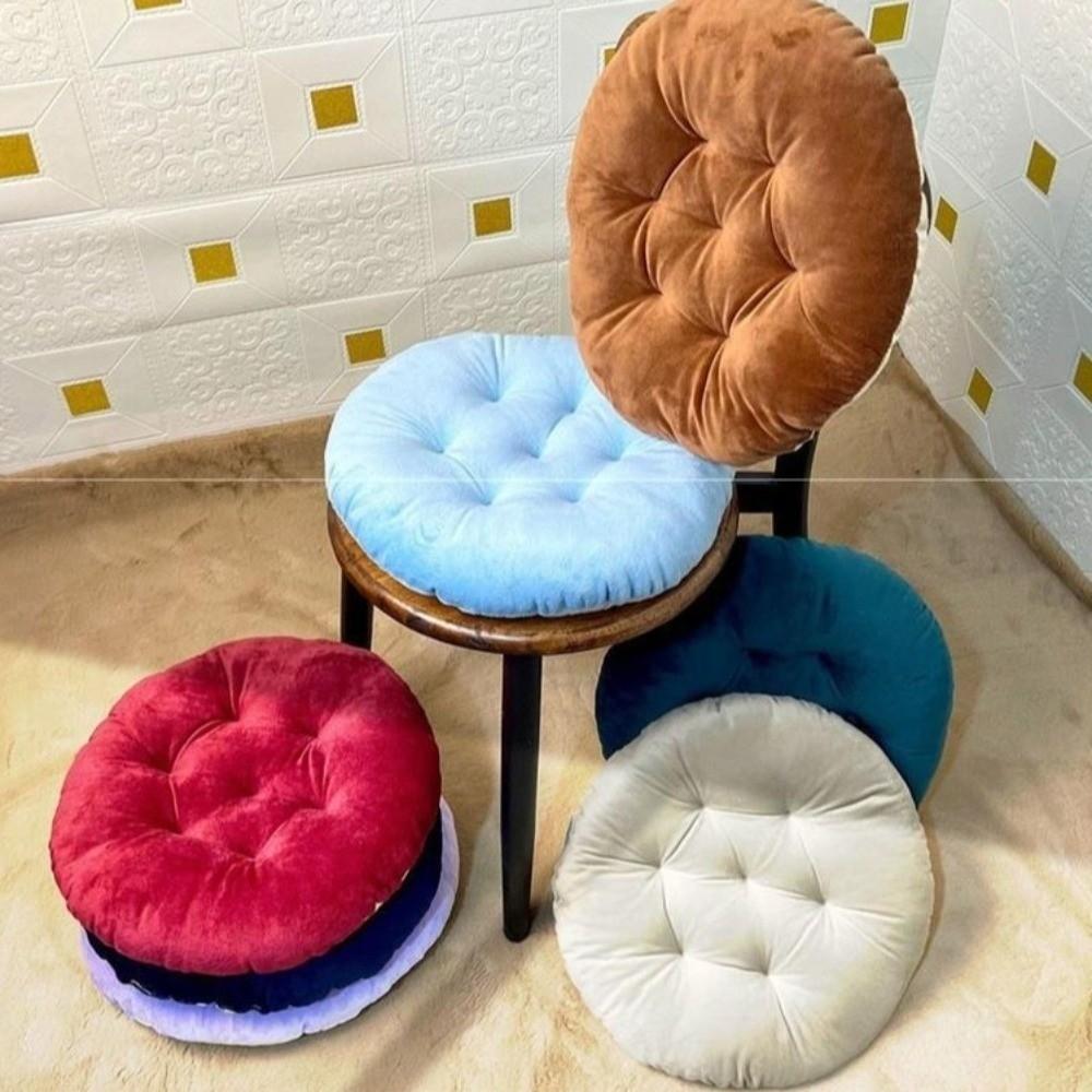 Durable Nap Pillow Round Pad Thicken Non-slip Chair Cushion Solid Color Round Cushion Winter