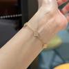 V Gold Mini Small Four-leaf Clover Six-flower Bracelet Women's Plated 18K Gold Full Diamond Flower Jewelry Temperament