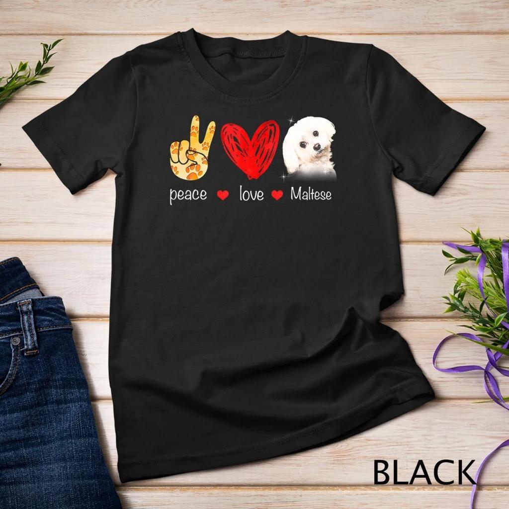 Peace Love Maltese Dog Lover T Shirt