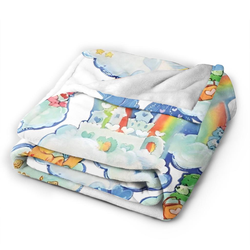 Care Bears Königreich der Fürsorge Vintage Regenbogenstadt Gestrickte Decken Fleece Weiche Überwurfdecke für Draußen Reisen Bettteppich