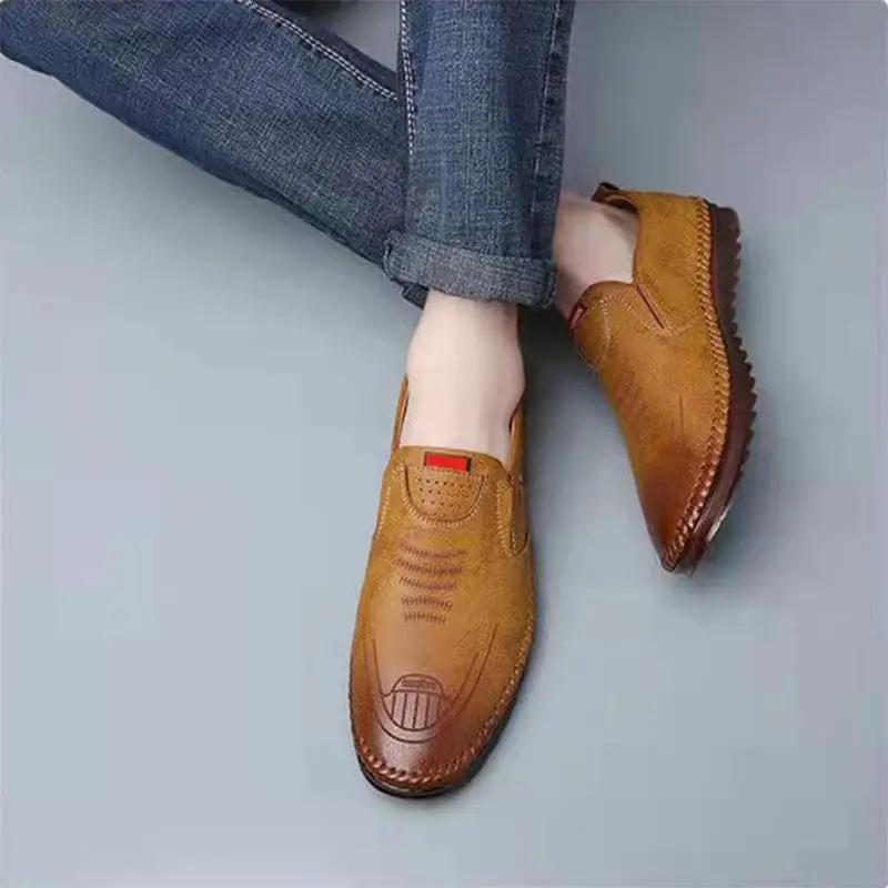 High Quality Men Shoes Handmade Leather Footwear Male Casual Business Flats Outdoor Soft Soled Travel Sneakers Brand Moccasins