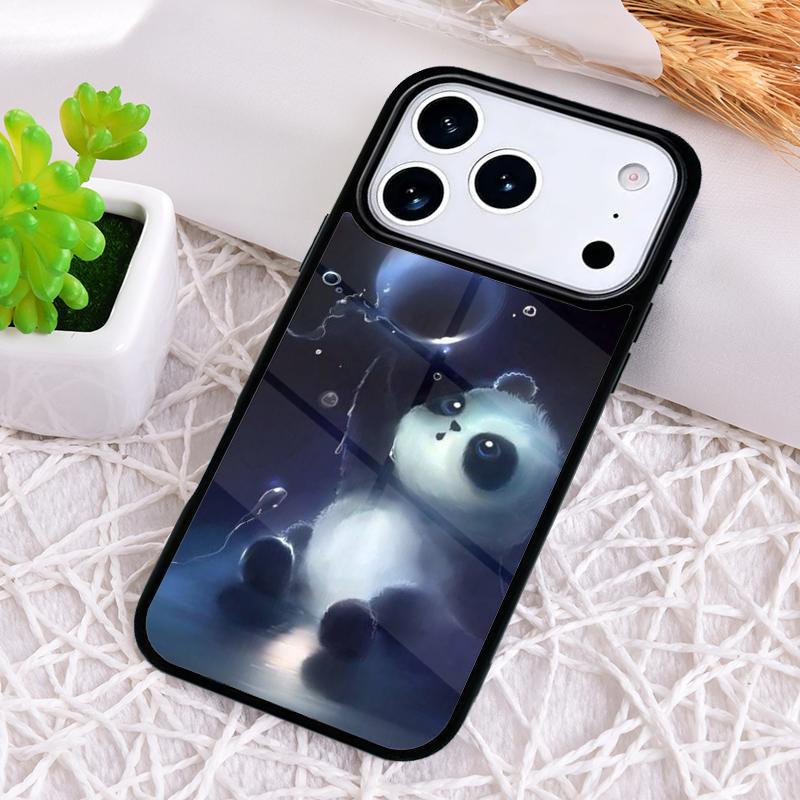 Cute Cartoon Panda Phone Case for iPhone 17 Air 16 15 11 12 14 13 Pro Max Shockproof Cover