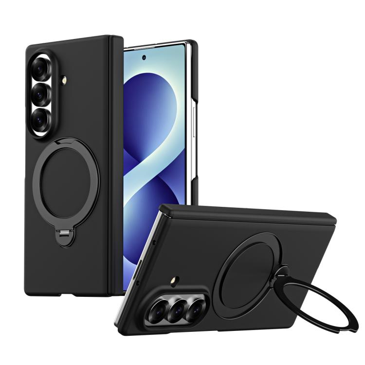 Magnetic Ring Foldable Integrated Film Phone Case For Samsung Galaxy Z Fold4, Hinge Protection 360° Kickstand Wireless Charging Cover