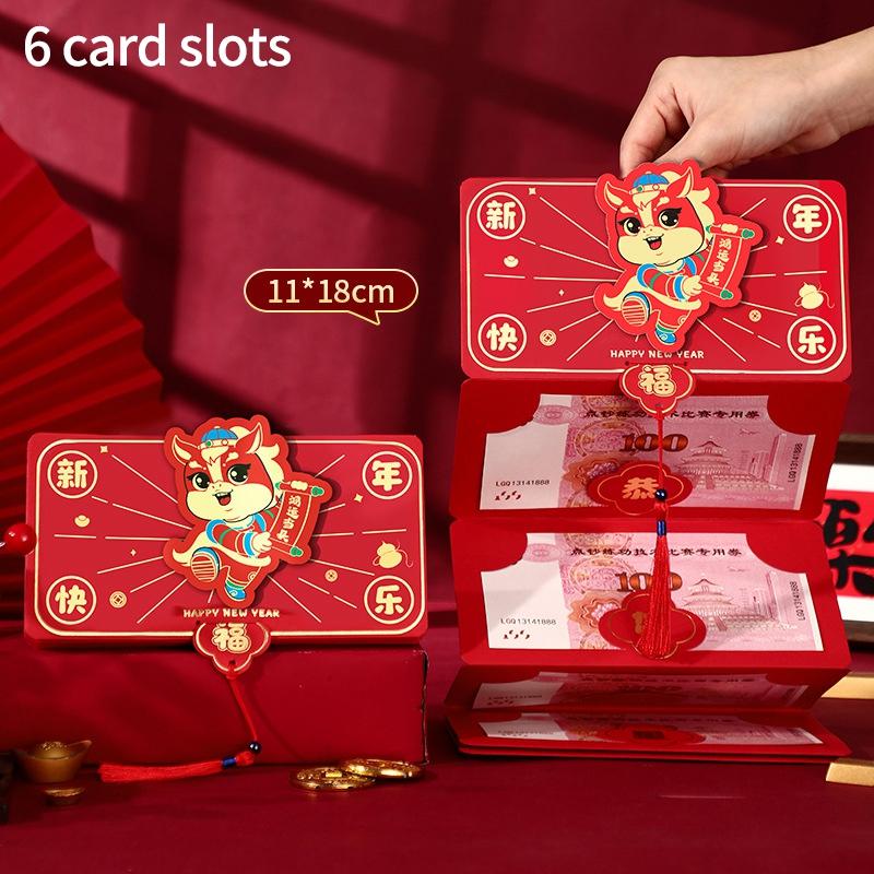 Folding Red Envelope 6/10 Card Slots Red Pocket Lucky Money Evenlopes Red Ita Bag Spring Festival Hongbao Nouvel An Chinois 2026