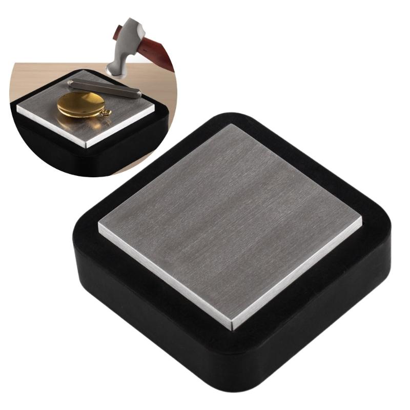 Steel Anvil Plate with Protective Rubber Base Metal Shaping Block Steel Block Jewelry Crafting Tool Hardened Steel Anvil