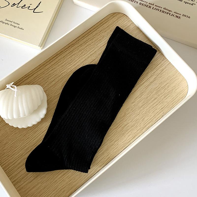 Women Colorful Loose No Pilling Socks Knitting Rib Thin Spring Summer Female Socks High Tube Streetwear Soft Sock