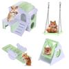 4Pieces Pink Exercise Wooden Hamster House Hamster Toys Set Hamster Toys Hamster Cage