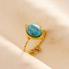 Turquoise Finger Jewelry Long Oval Sun Heart Water Drop Stainless Steel Rings For Women Men Accessories Gold Plated Open Anillos