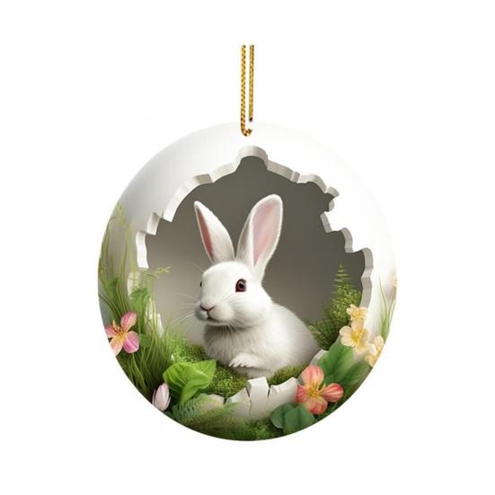  Pendentif d'intérieur de voiture Design de lapin sur le thème de Pâques Ornement suspendu Sac de voiture Espace de vie Sac Décoration intérieure