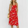 Stylish Boho Women's Summer Beach Midi Dress With Strappy Design And Button Pockets