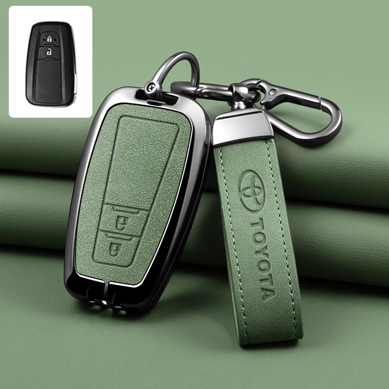 Leather Car Smart Remote Key Case Cover Shell for Toyota Avalon Camry RAV4 Prius CHR C-HR Corolla Land Cruiser Prado Keychain