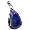 Lapis Lazuli Natural Gemstone Antique Silver Plated Pendant 2" J 1027