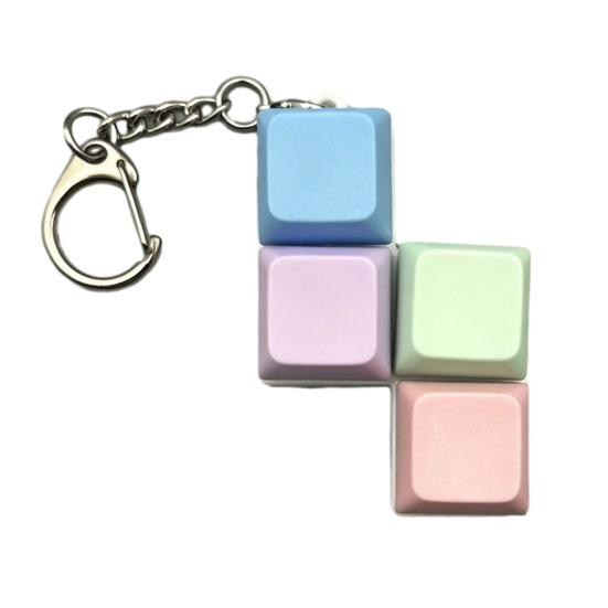 Colorful Keyboard Fidget Toys Mechanical Button Keyboard Clicker Keychain Creative Decompress Toy for Adults Work Stress Anxiety Relief